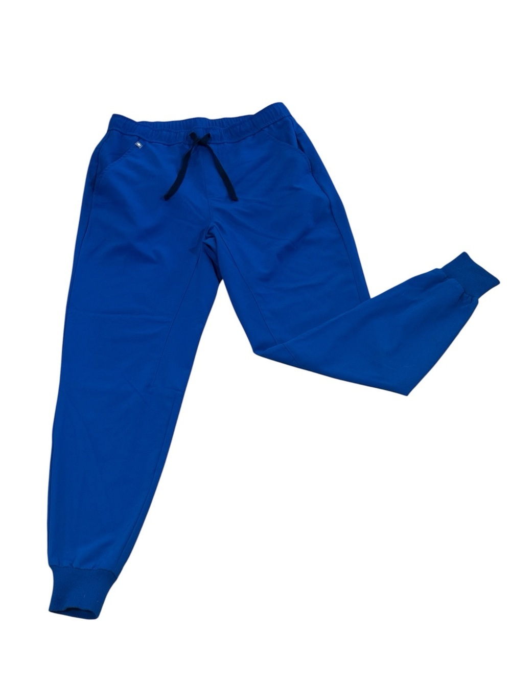 Men's FIGS royal blue jogger scrub pants, elastic waistband multiple pockets, M.